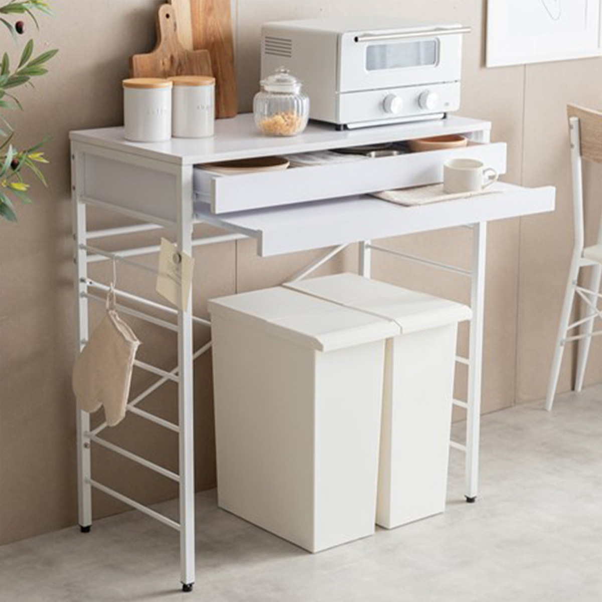 レンジ台 ゴミ箱上ラック レンジラック 幅80cm ロータイプ Cammy