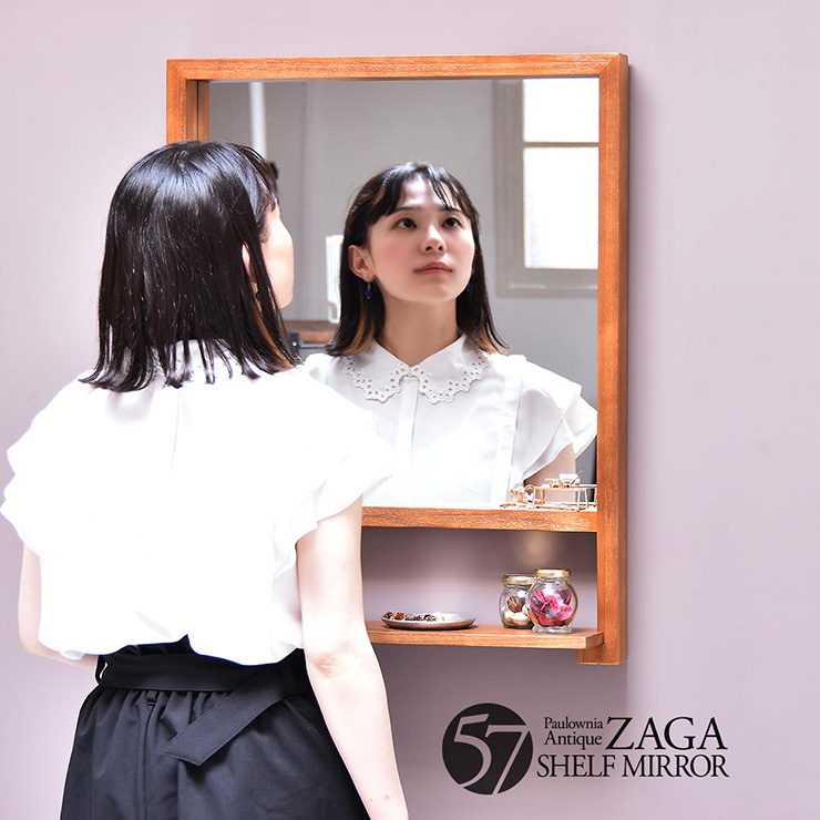 鏡 ZAGA 棚付き壁掛けミラー 小物置きの通販情報 - 家具通販のわくわく