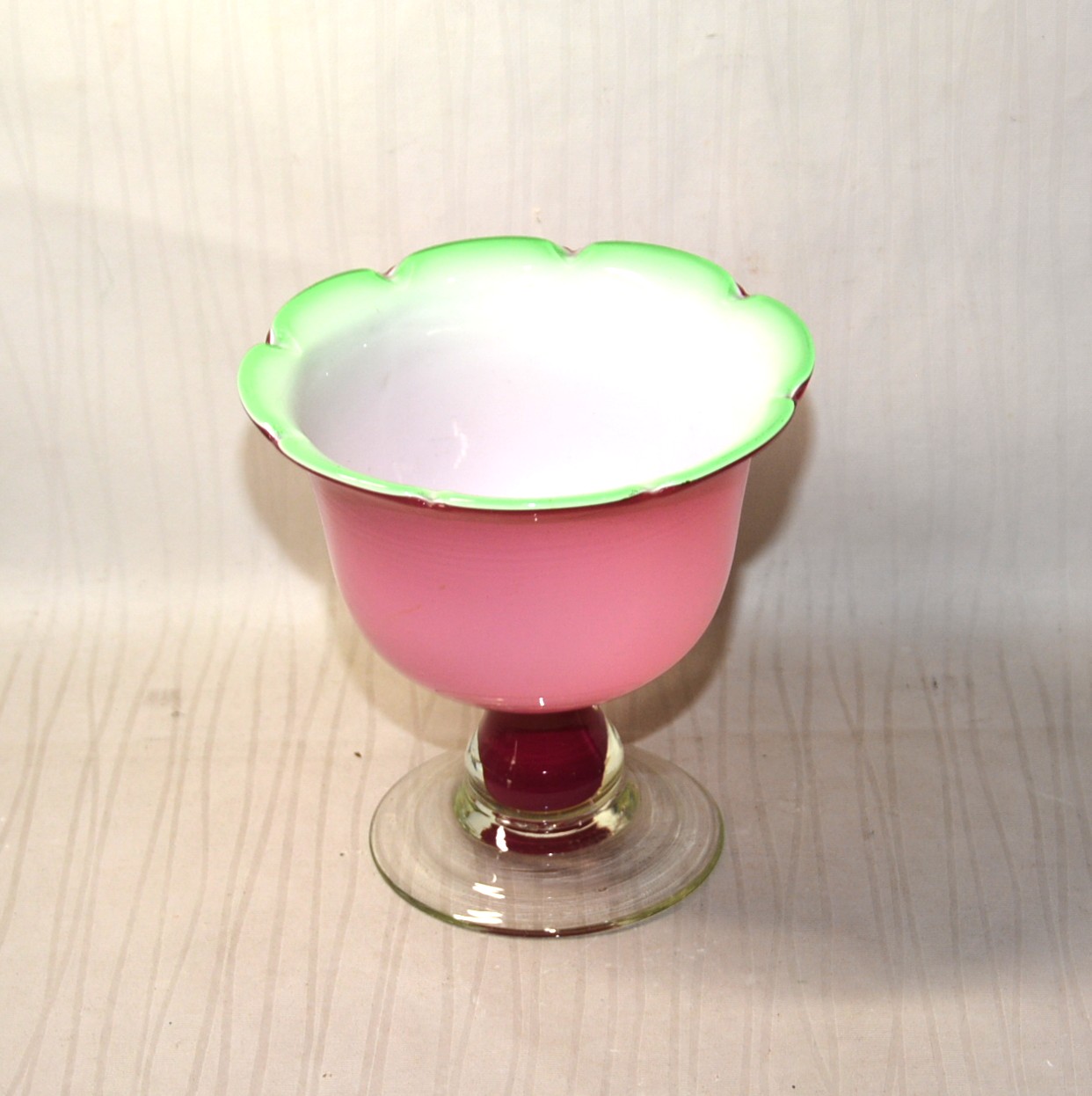 大正ロマン 変わり種 筒長氷コップ 乳白緑 アンティーク 古道具 大正