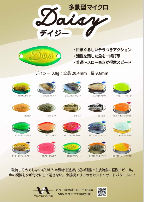 ベルベットアーツよりデイジー0.8gが5月中旬頃より発売開始 | 管理