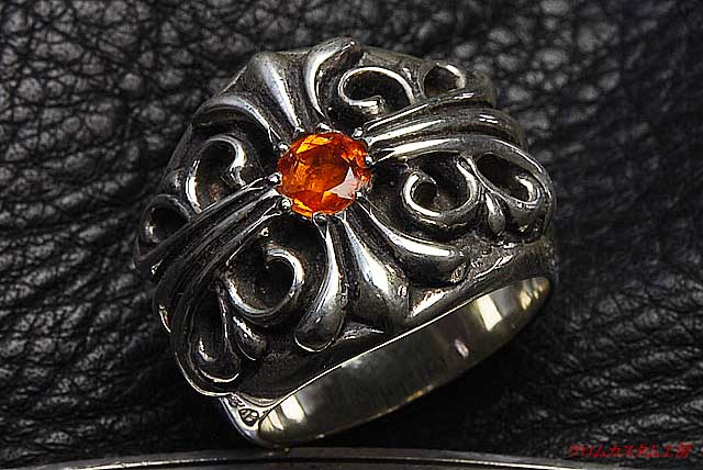 クロムハーツ キーパーリング with オレンジサファイヤ ｜ クロム