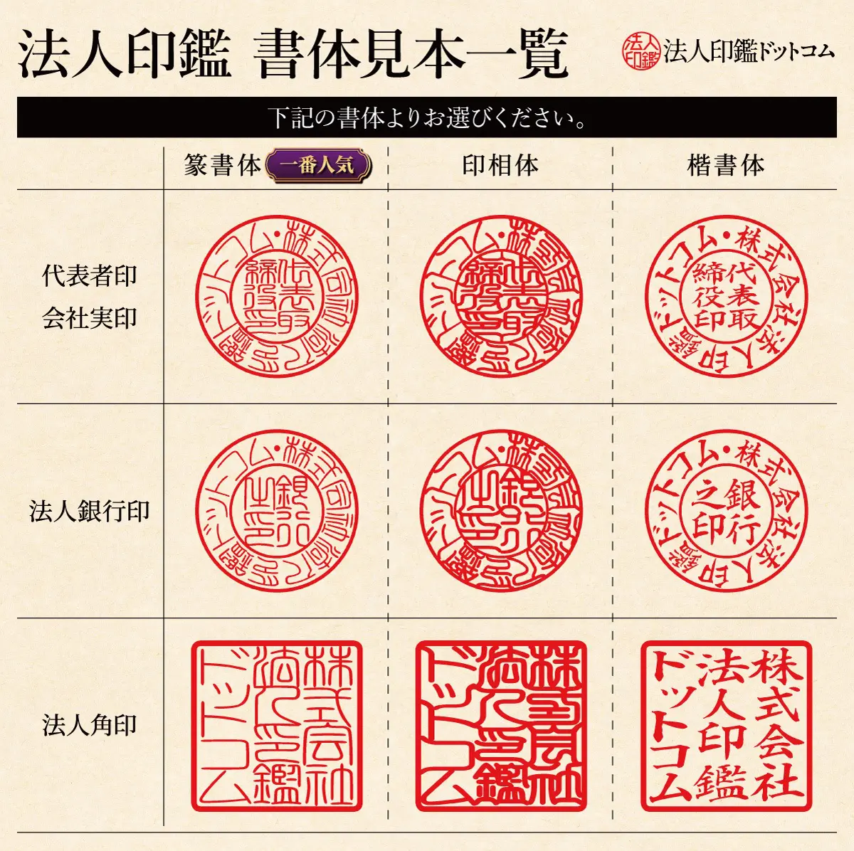 法人印鑑 3本セット】オランダ水牛 寸胴・天丸・天角 | 法人印鑑ドット