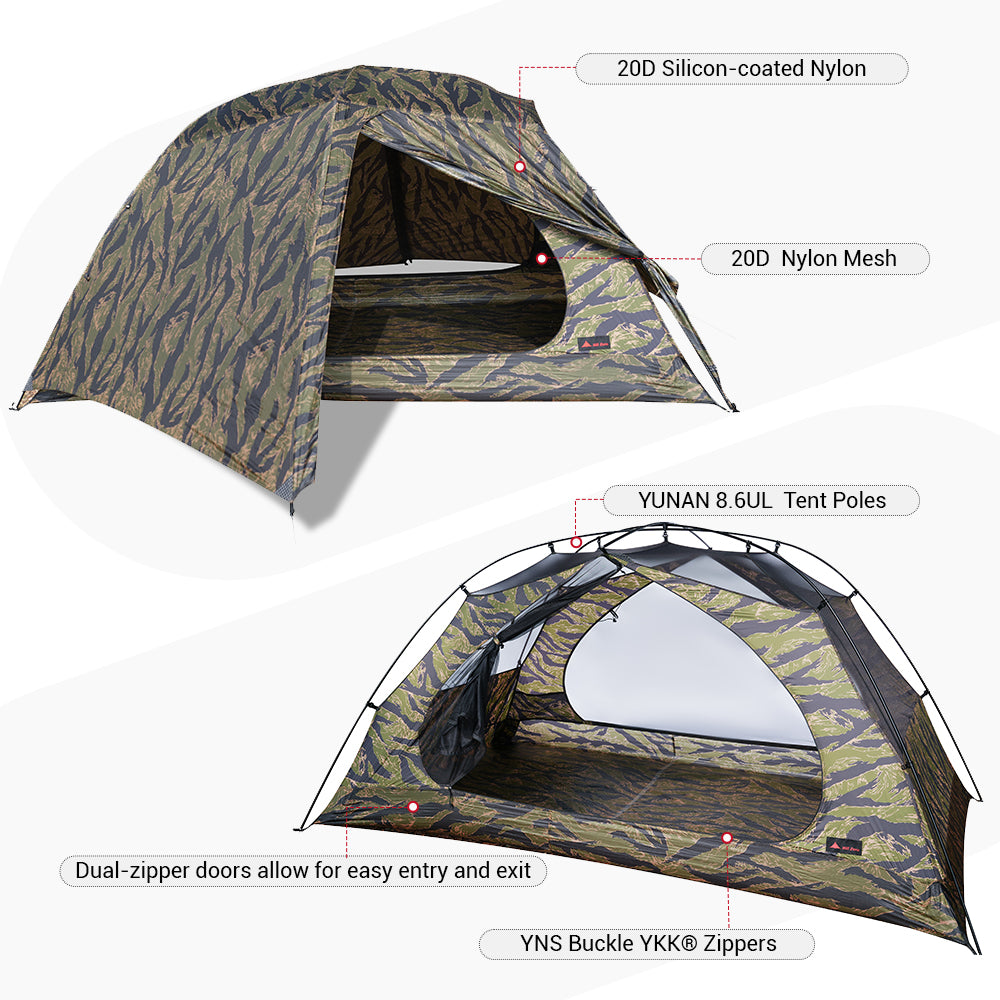 Hill Zero Scout 2P UL Backpacking Tent 3 Season CAMO
