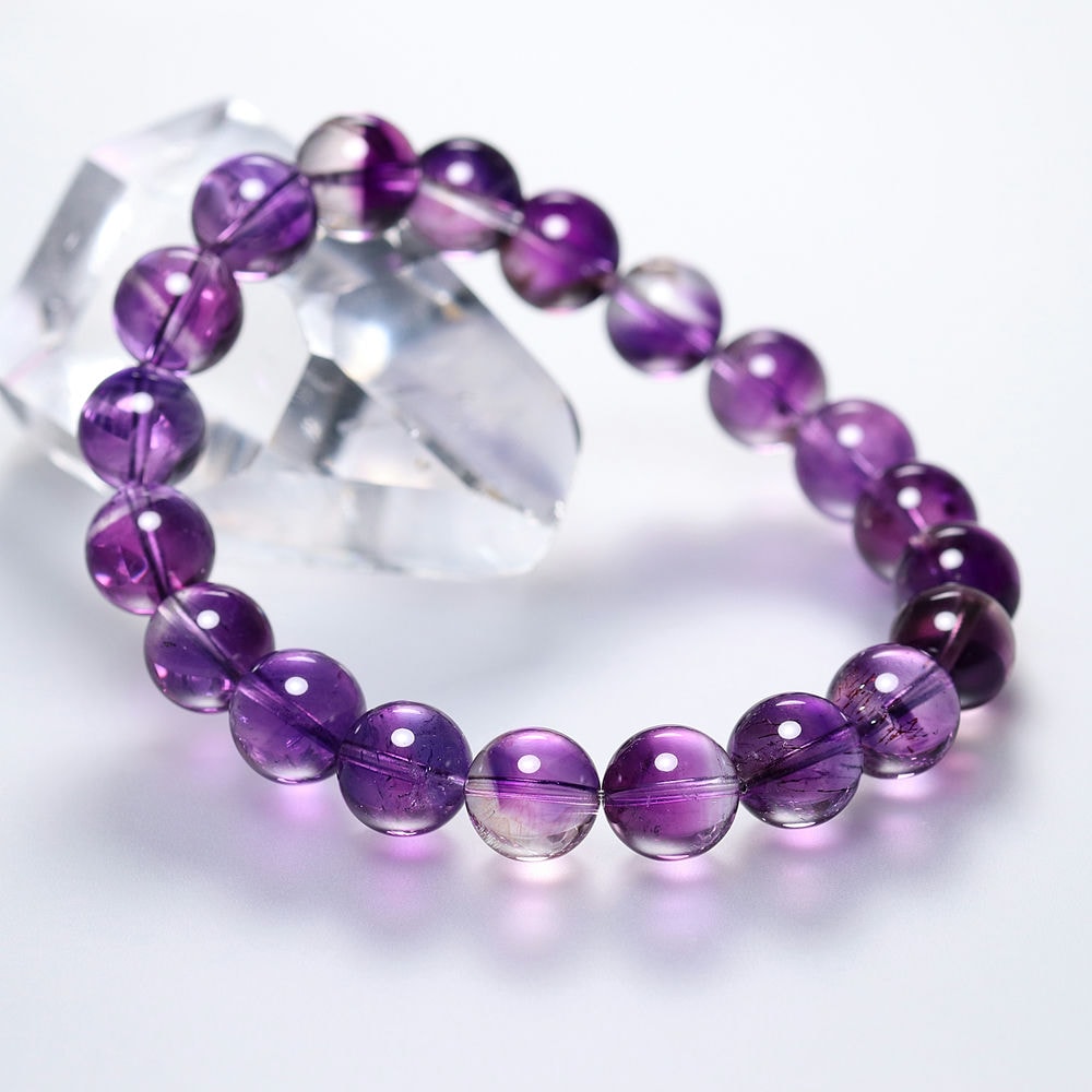 高品質]マダガスカル産アメジストエレスチャルブレスレット（約9.5mm玉