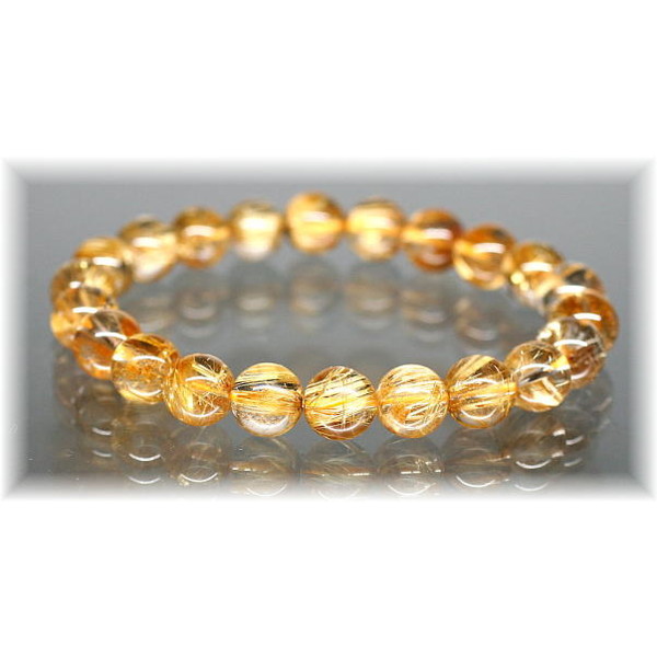 高品質]ゴールドルチルクォーツブレスレット（約10mm玉） - 埼玉県吉川