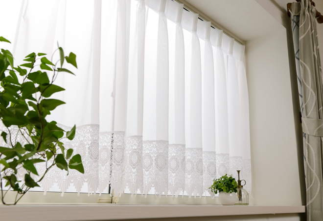 オーダー》出窓カーテン ジョゼット（L-0407）巾201～300cm×丈121