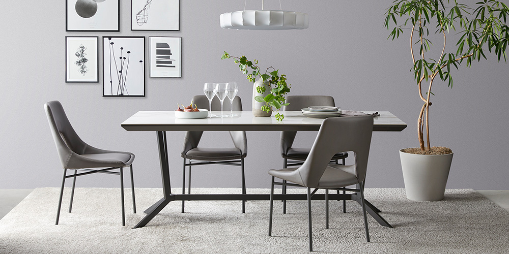 ダイニングセット「レイラ」セラミック天板 ホワイト色 幅179cm 椅子4