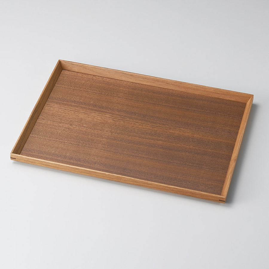 長角盆 10.0 面取り ウォールナット 木製 漆器の井助