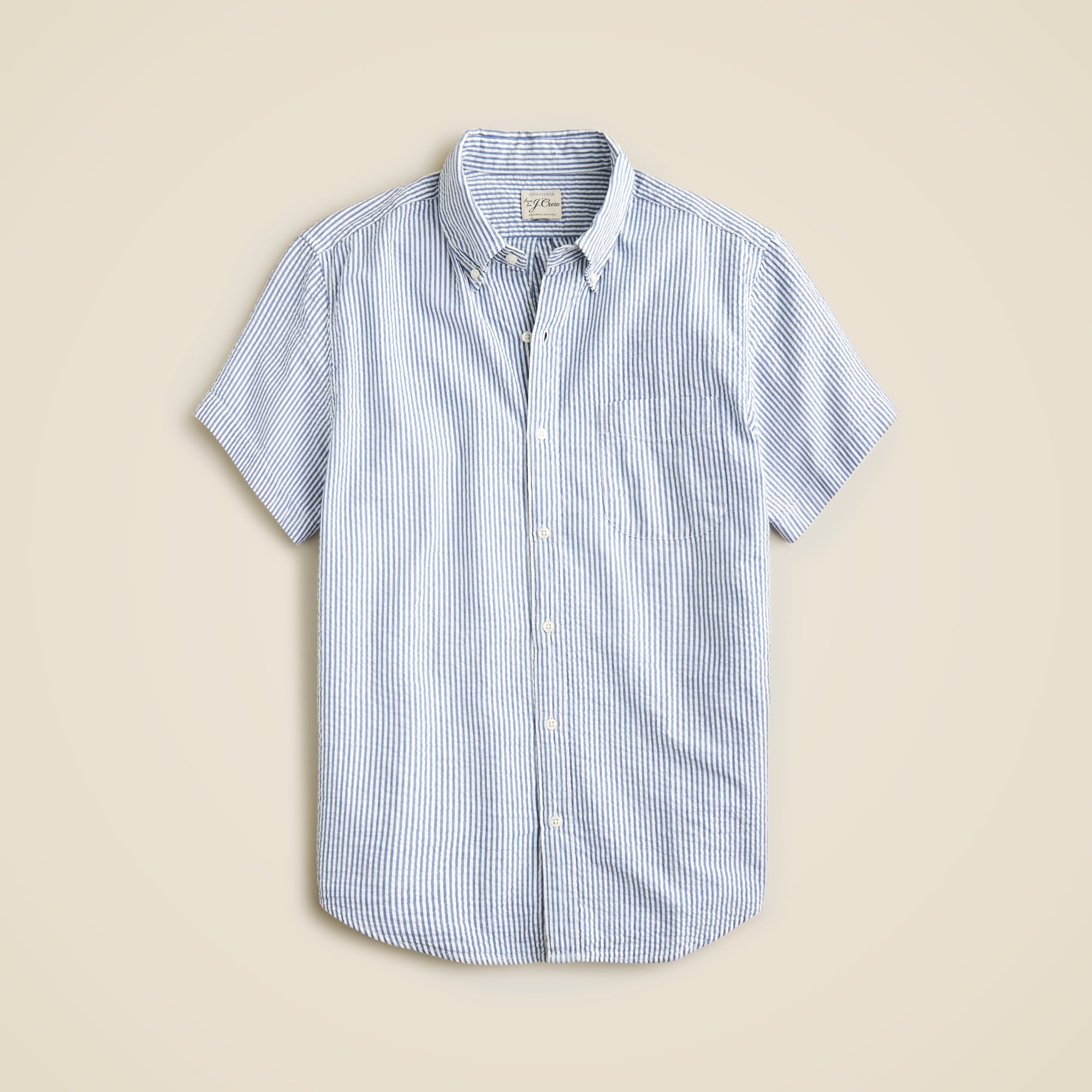 Short-sleeve Yarn-dyed Seersucker Shirt For Men | J.Crew