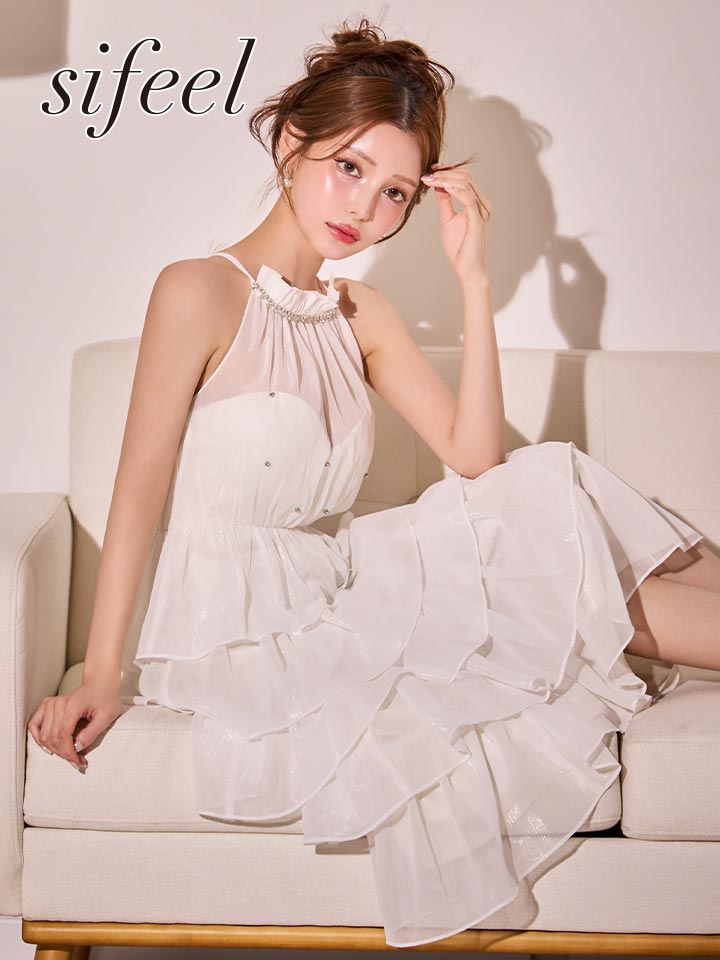 送料無料！【sifeel/シフィール】アメスリティアードワンピースドレス