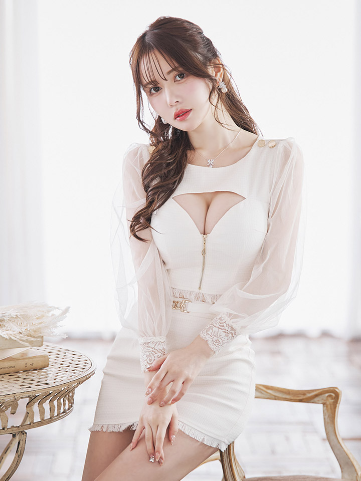 送料無料!ツイードセットアップドレス/オープンカット/2ピース