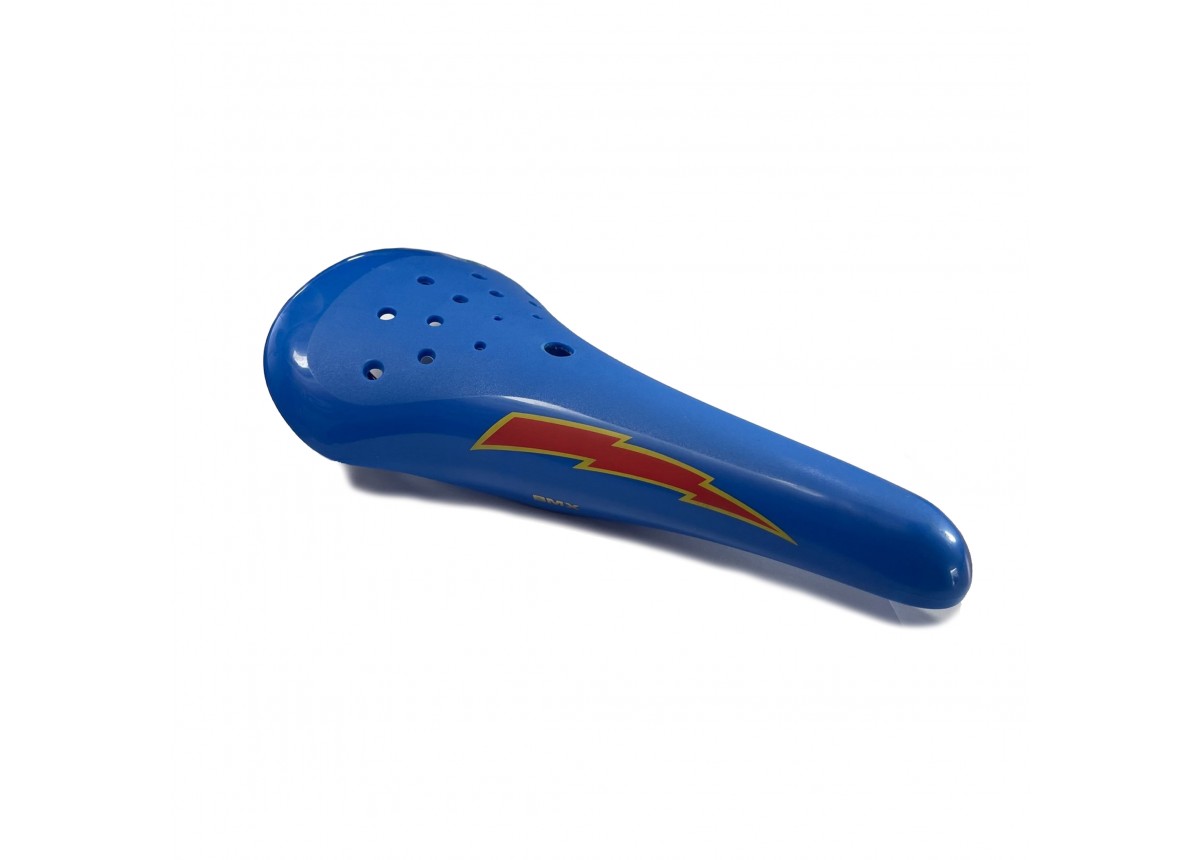 Blue Elina Style BMX Seat with Lightning Bolt | Old School BMX