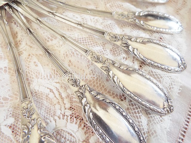 フランス アンティーク シルバー 純銀 ティースプーン アカンサスと