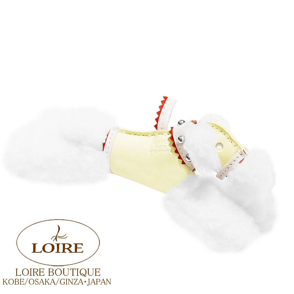 【新品未使用】エルメス　バディ チャーム　メリノムートン　ジョーヌミルトン エルメス<br>バディ チャーム 首輪付き<br>ジョーヌミルトン×クレ