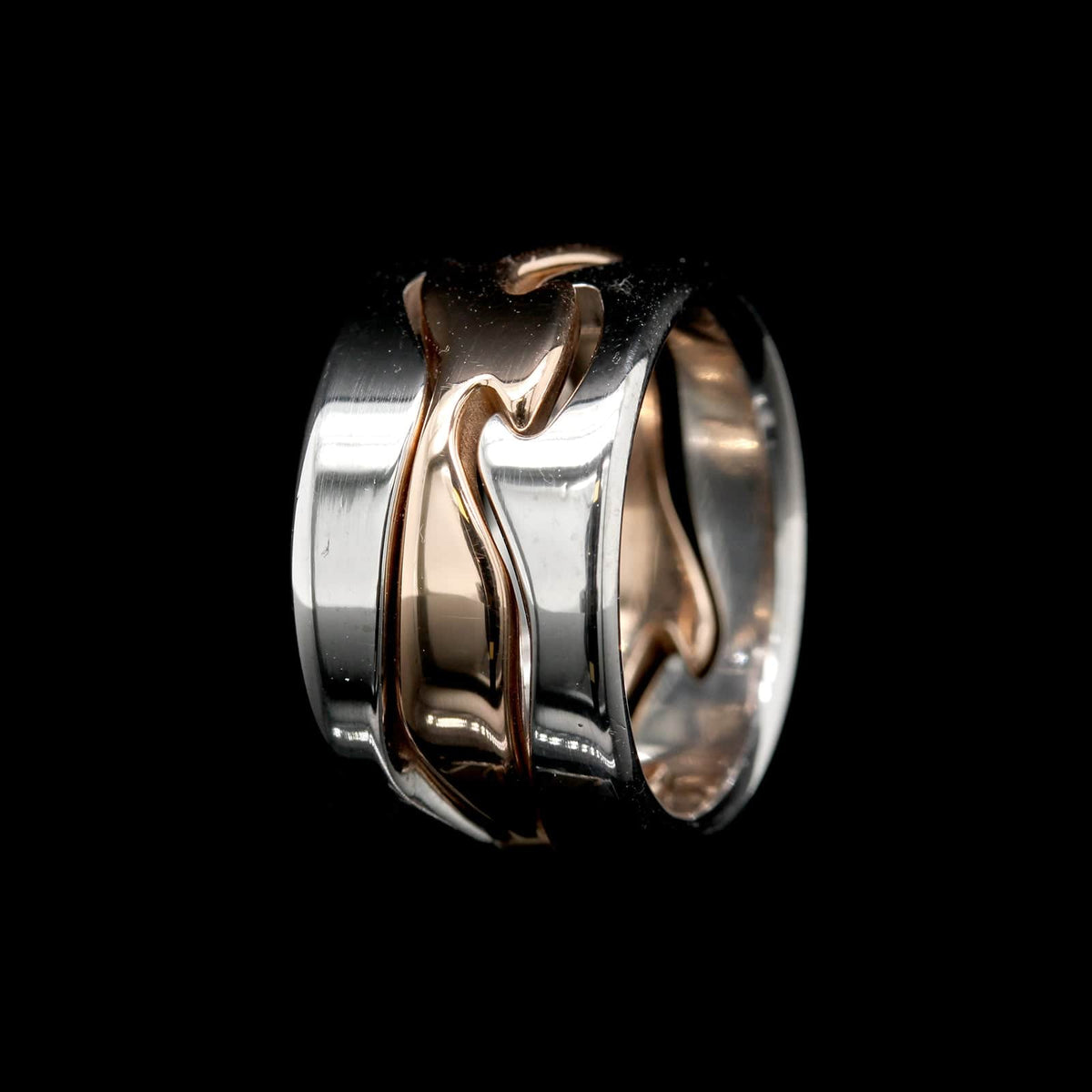 Georg Jensen 18K Rose and White Gold Estate Three Piece Fusion