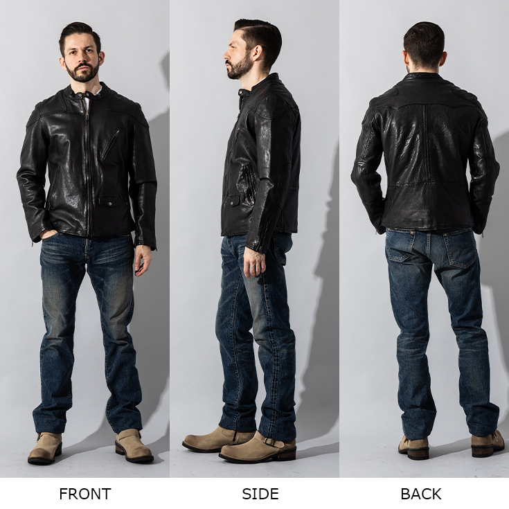 Liugoo Leathers 本革 フルベジ ビンテージ仕上げ シングルライダース