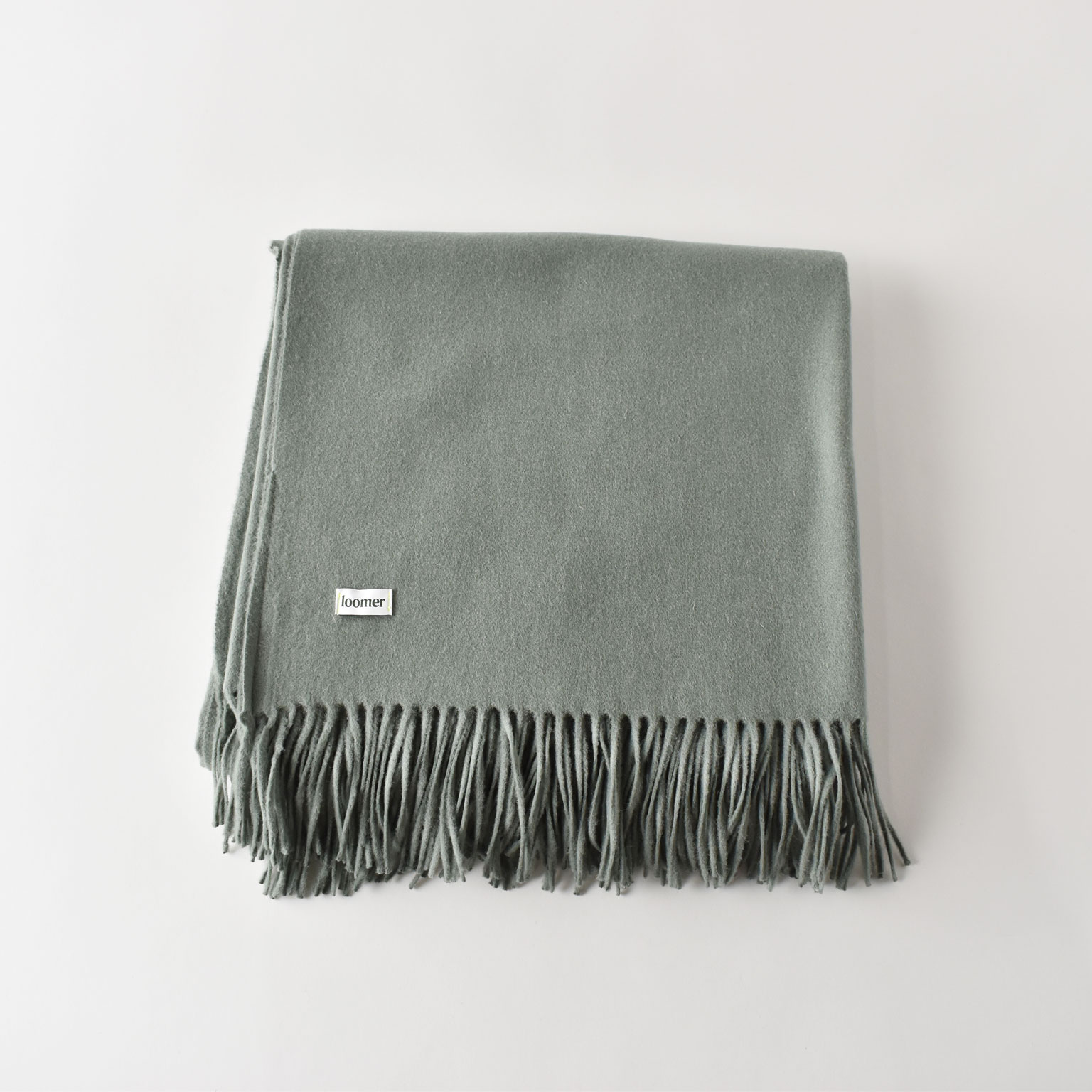 loomer（ルーマー）Wool Plain Blanket 140x215 セージ | LIVING MOTIF