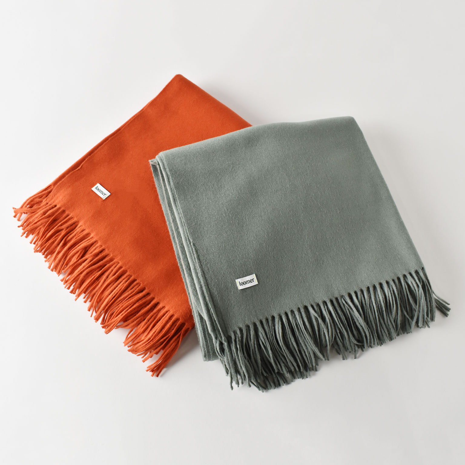 loomer（ルーマー）Wool Plain Blanket 140x215 セージ | LIVING MOTIF