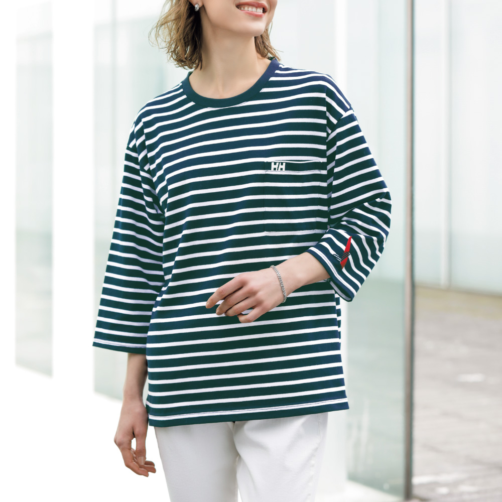 ヘリーハンセン 七分袖ボーダーTシャツ／2色セット・男女兼用 | ライト