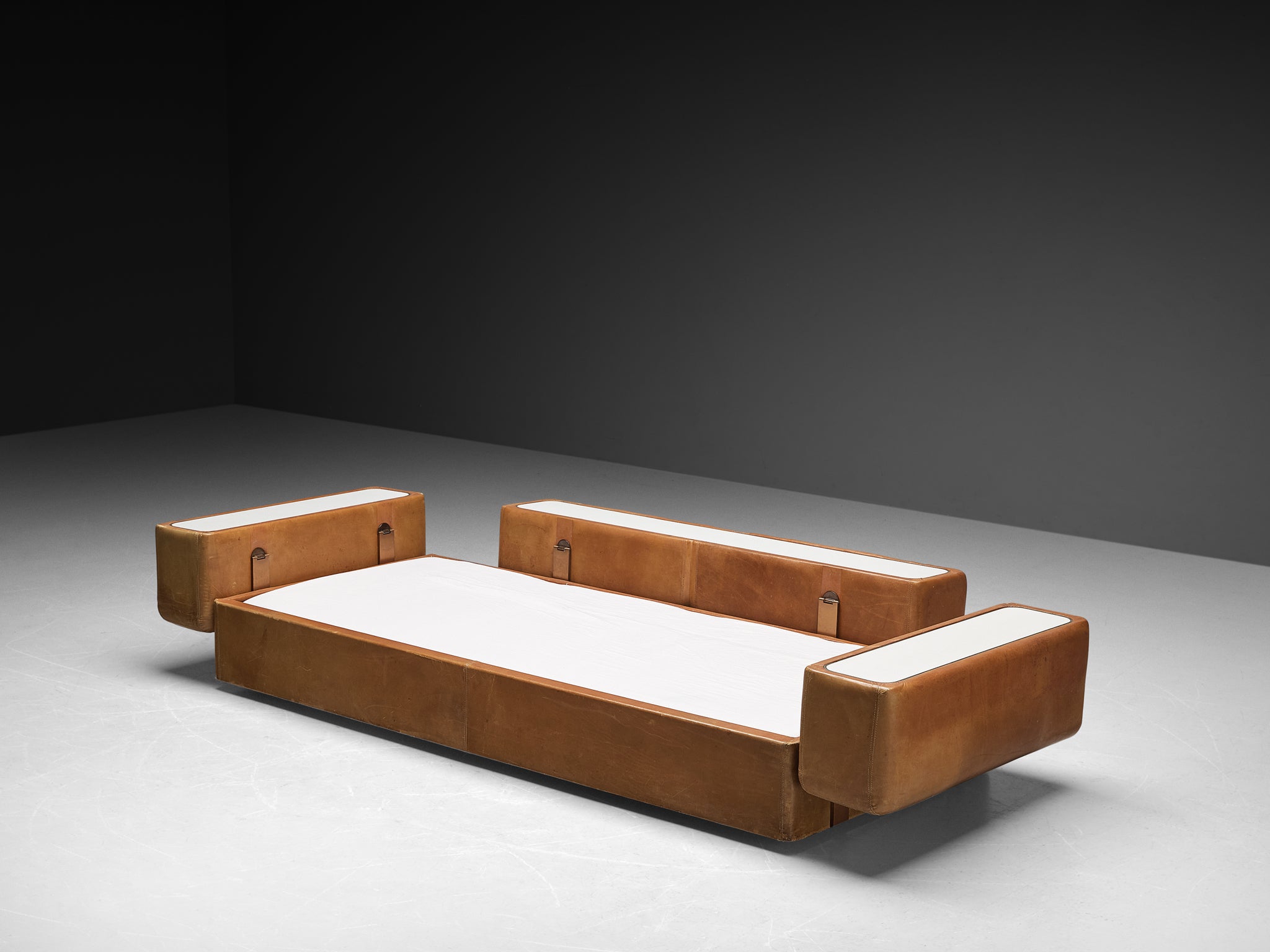 Tito Agnoli for Cinova Daybed Sofa in Cognac Leather
