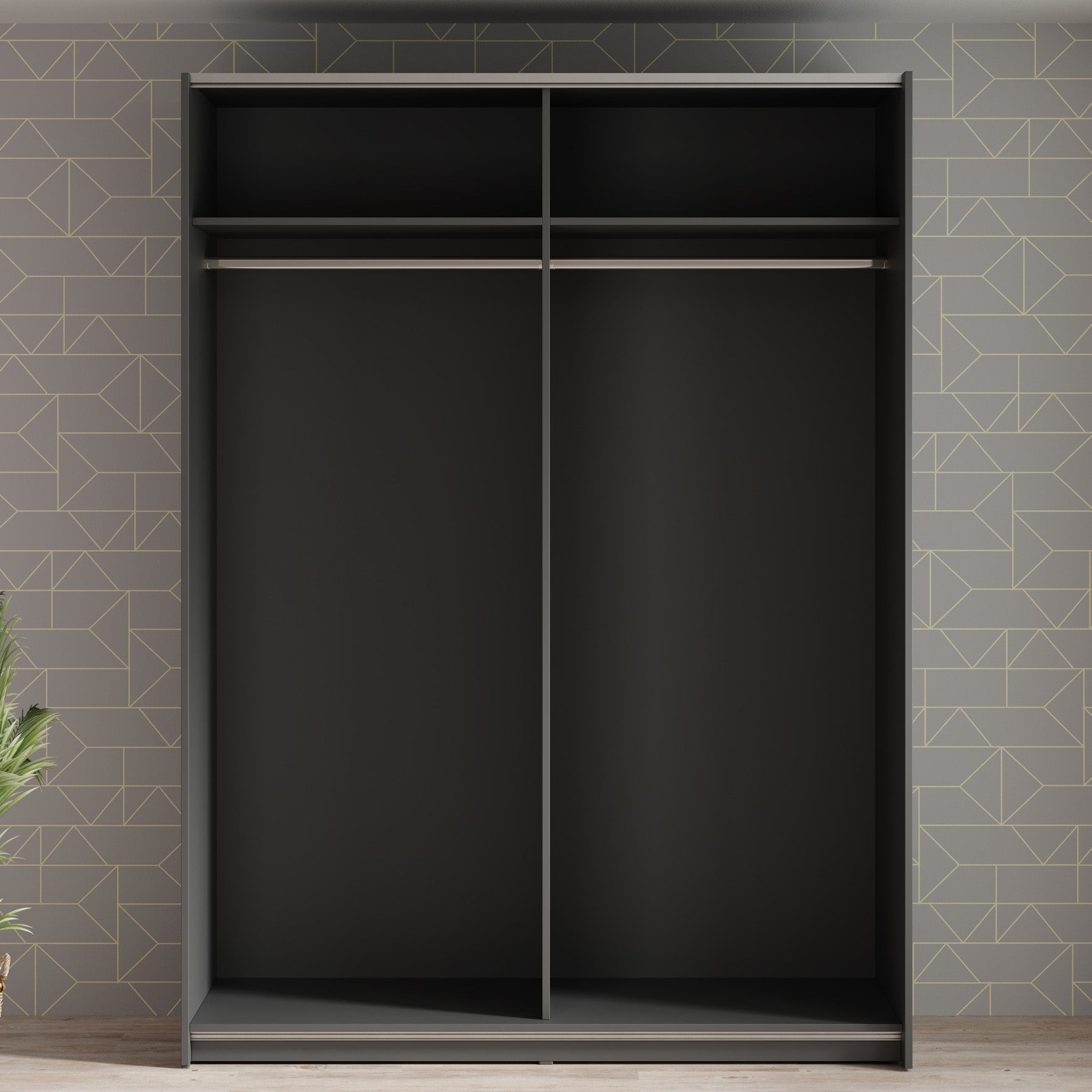 Mendoza - Kledingkast met schuifdeuren - Antraciet - 150x59x205 cm