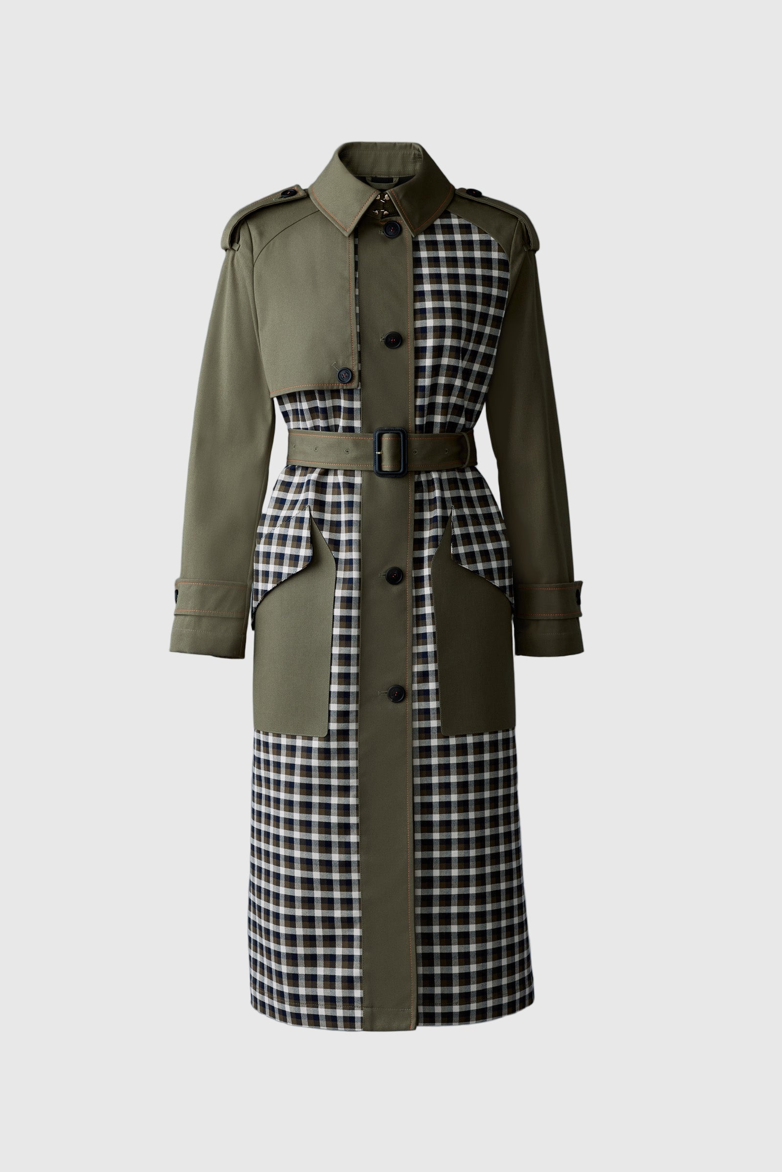 Akili-PL, single-breasted plaid trench coat | Mackage® US
