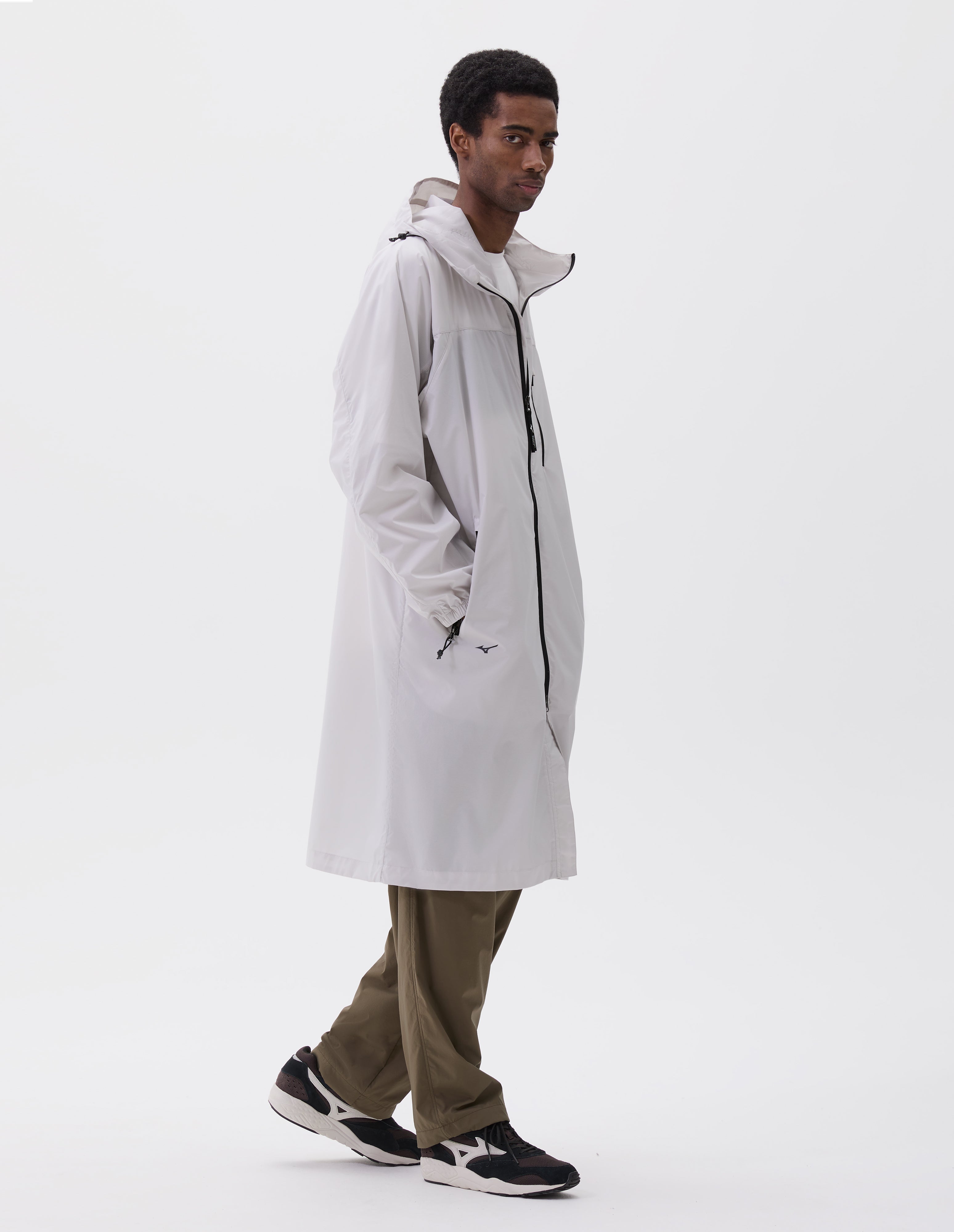 Light khaki nylon poplin Mizuno rain jacket | Margaret Howell