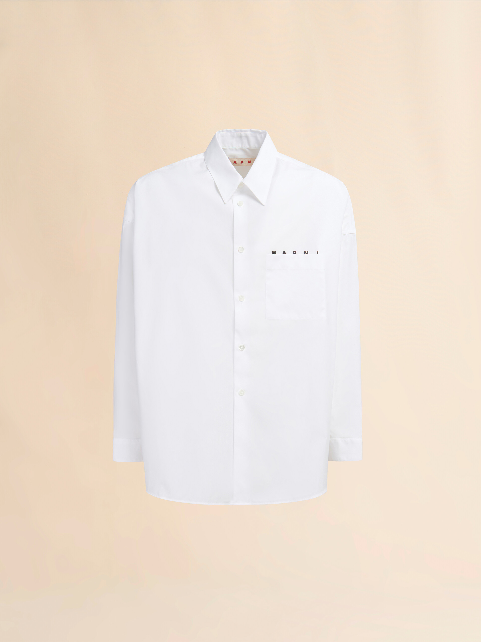 White organic poplin shirt with peeping Marni logo | Marni