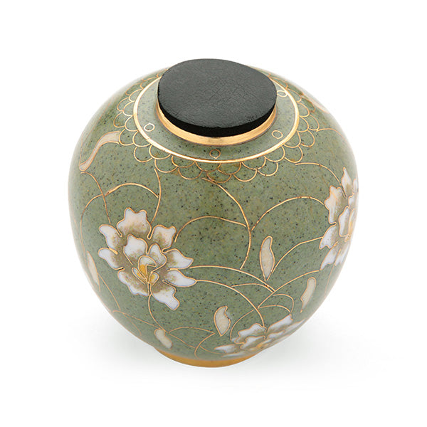 珍品］安藤七宝燒 緑透釉 口と底の包みは純銀です 高さ26cm 送料込み