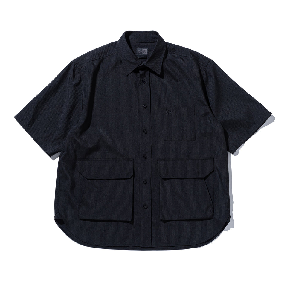 半袖 シアサッカー マルチポケット シャツ BLACK LABEL SS25 ブラック