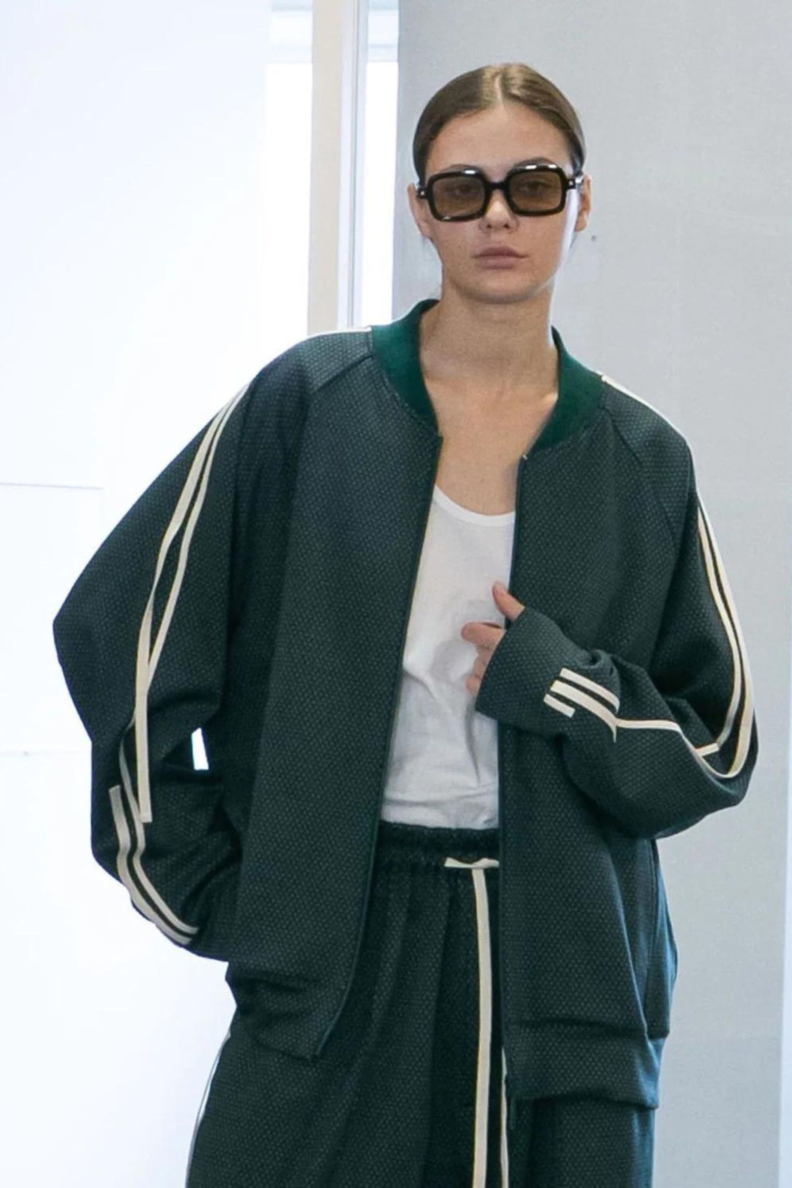 my beautiful landlet - JACQUARD CHECK JERSEY TRACK JACKET | GREEN