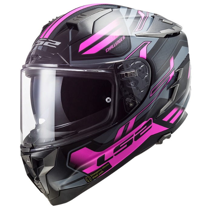 LS2 CHALLENGER F SPIN BLACK TITANIUM PINK｜フルフェイスヘルメット