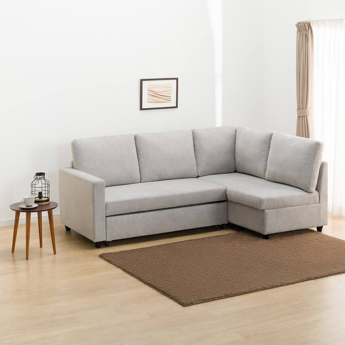 コーナーソファベッド 収納付き 布張りタイプ (ノアーク2 左コーナー