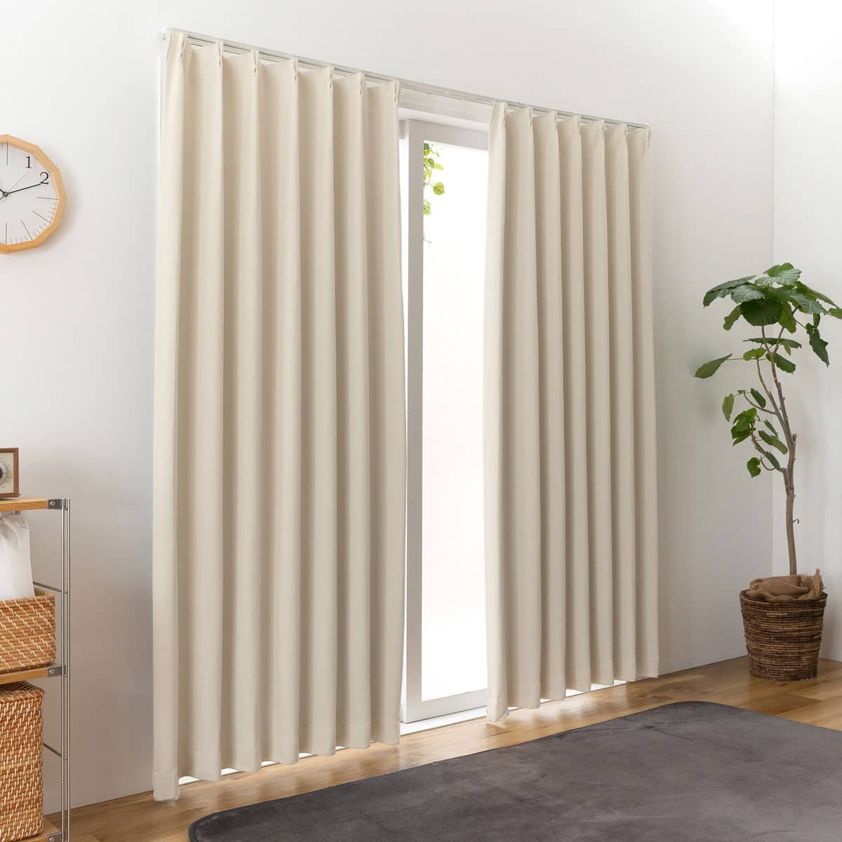 遮光1級・遮熱カーテン（無地・アイボリー）200×245×1 | ニトリネット