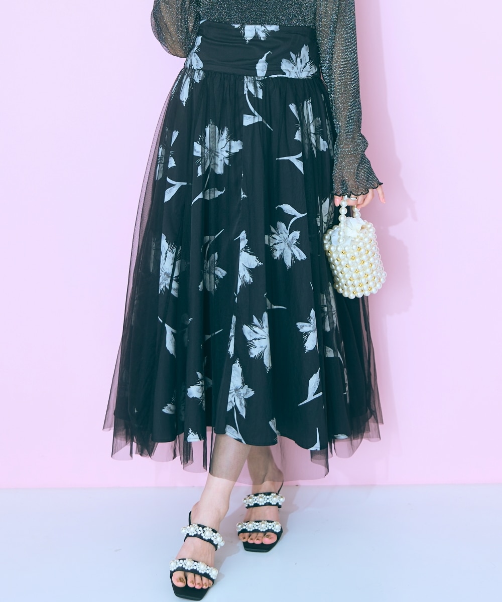 大きいサイズ＞オーバーチュールフラワープリントスカート marun 通販