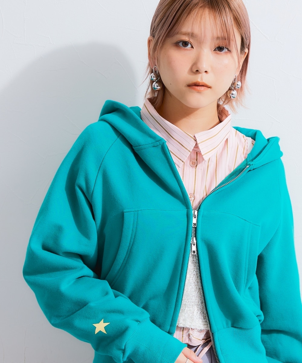 裏毛クロップドダブルジップパーカー 通販【ニッセン】