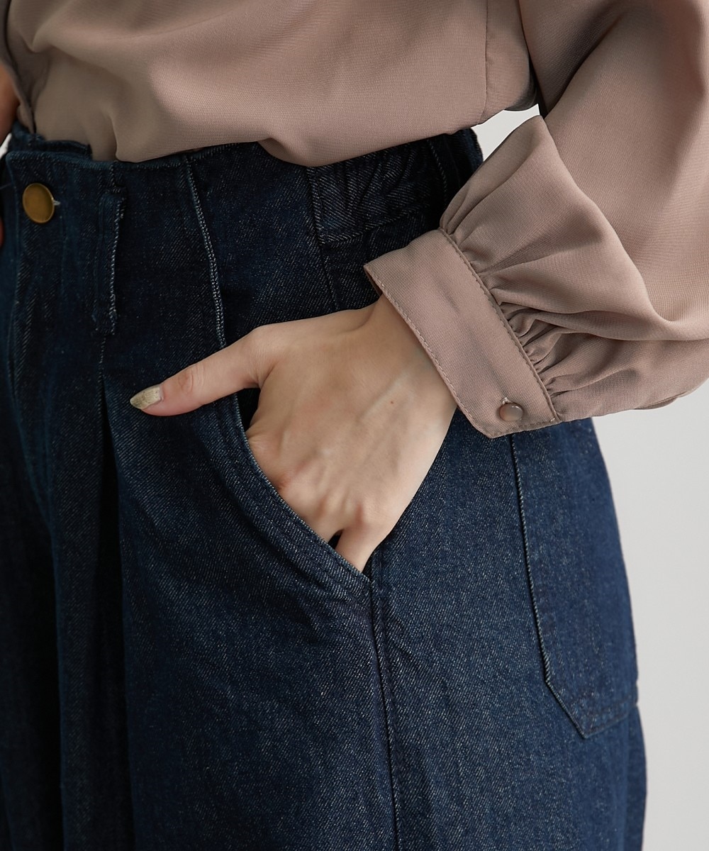 ウエストタックハイウエストデニムパンツ 通販【ニッセン】