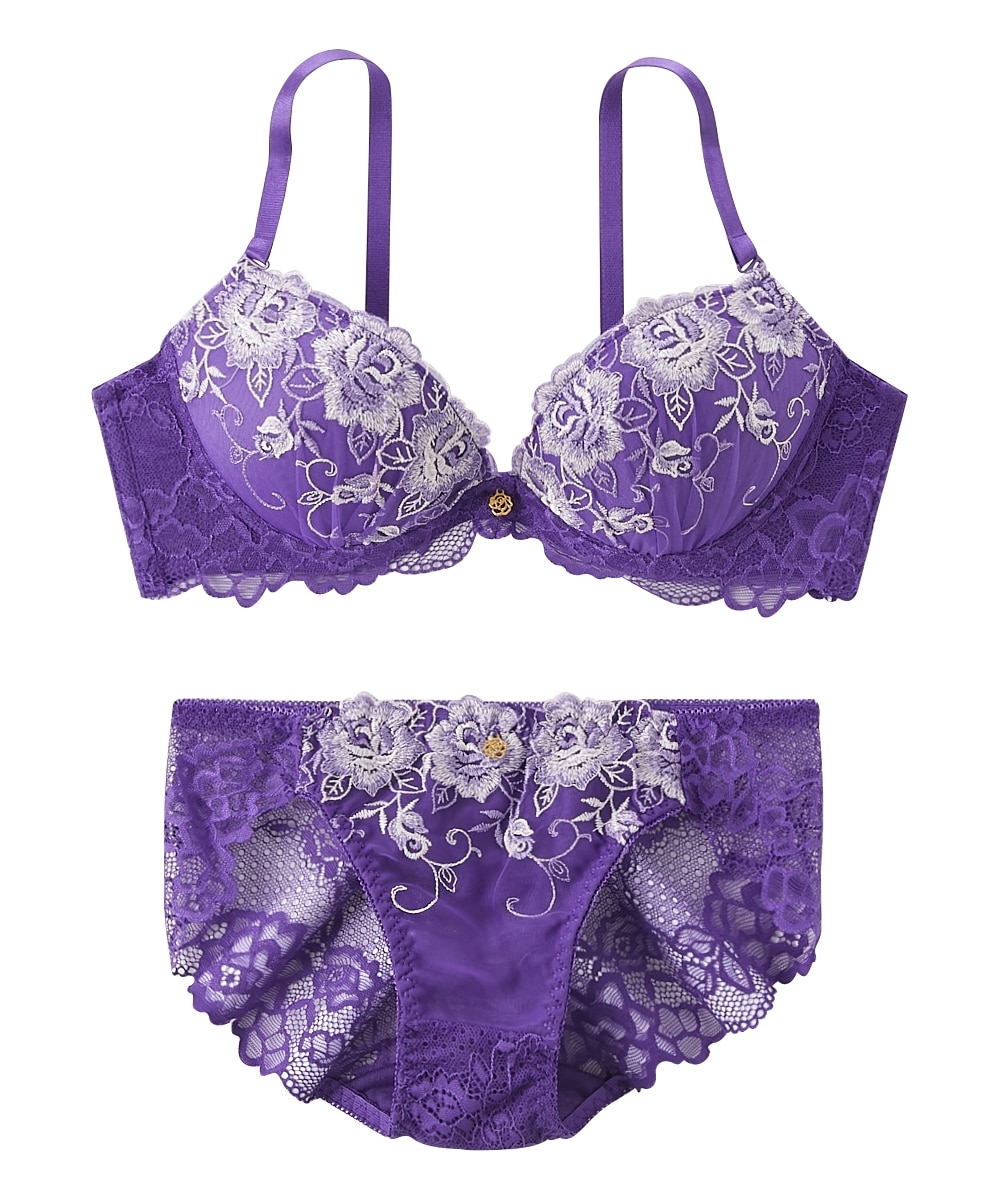 脇高ローズ刺しゅうブラジャーショーツセット 通販【ニッセン】
