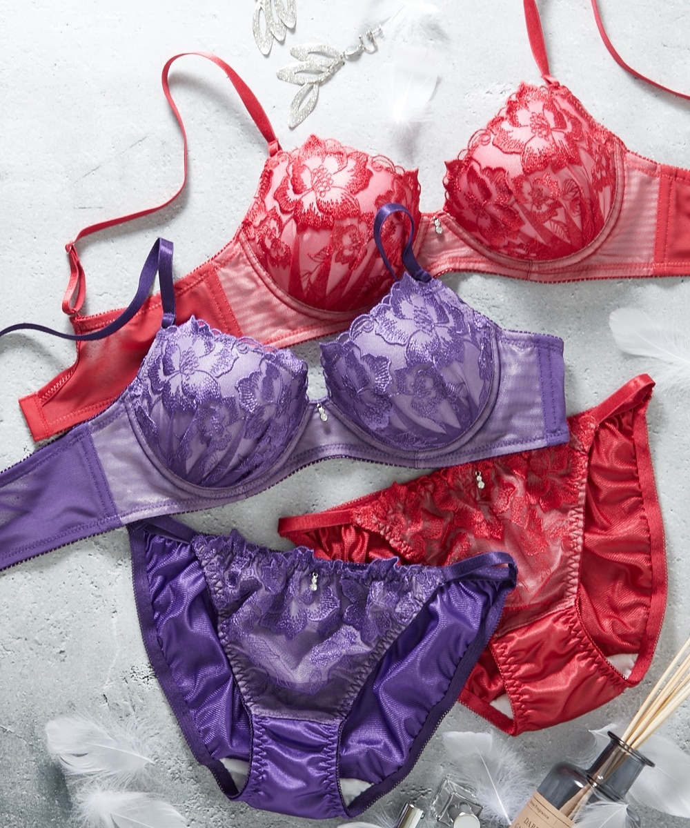 クレマチス風レース ノンワイヤーブラジャー・ショーツセット 通販