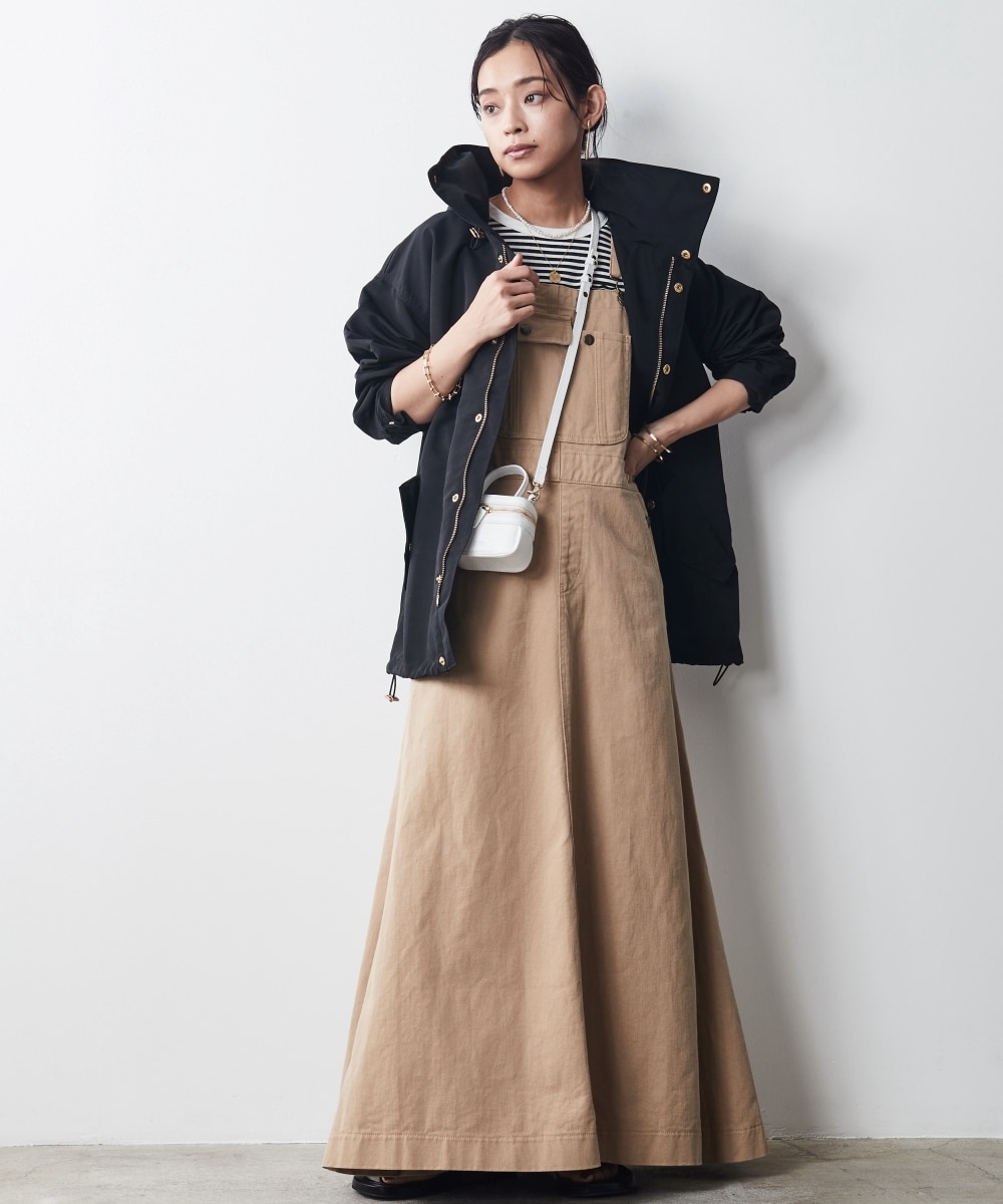 大きいサイズ 綿100％フレアマキシジャンパースカート シックスタイル