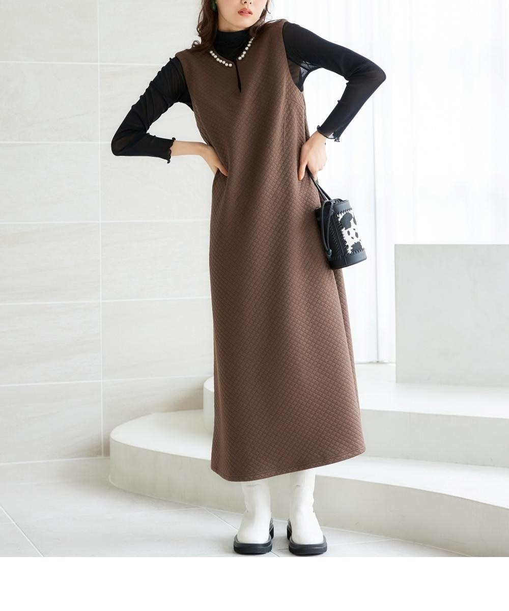 大きいサイズ キーネックキルティングワンピース miclat 通販【ニッセン】