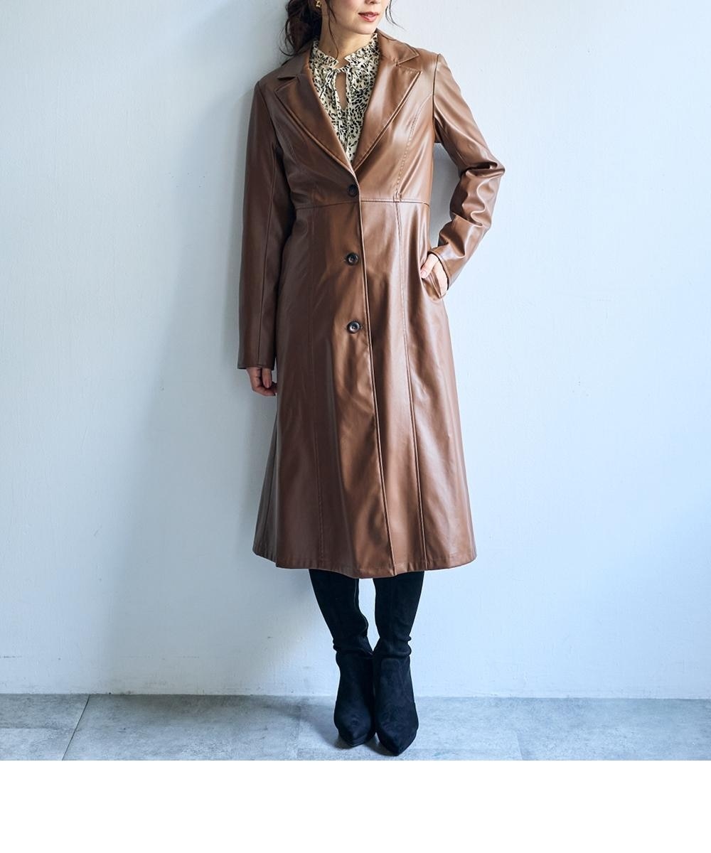 フェイクレザーコート＜大きいサイズ有＞【ERES BELLA】 通販【ニッセン】