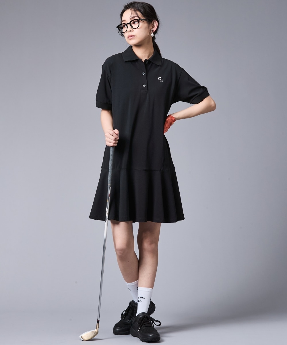 裾フレアポロシャツワンピース＜大きいサイズ有＞シックスタイルゴルフ