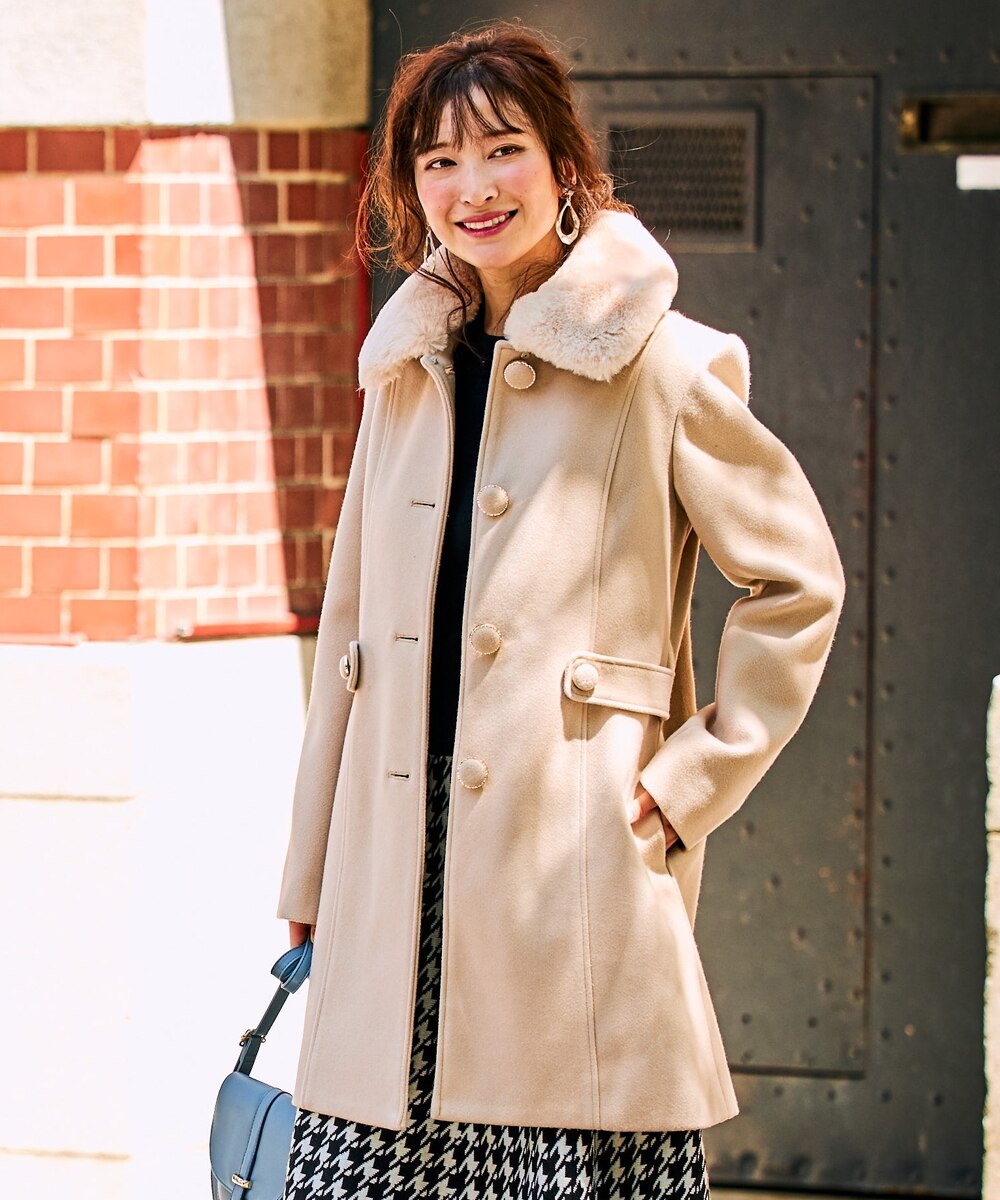 エコファー衿付大人フェミニンコート 通販【ニッセン】