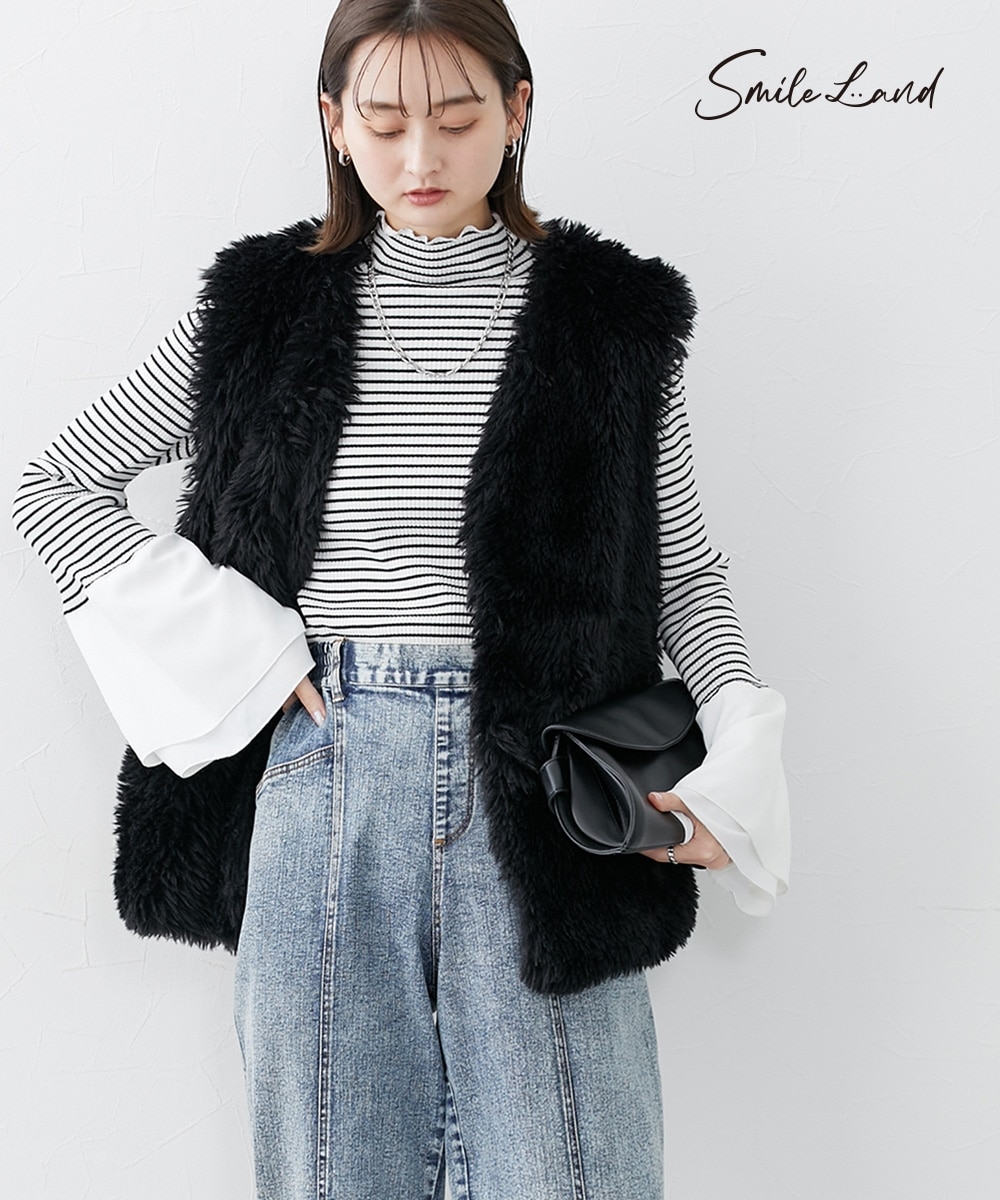 大きいサイズ もこもこフェイクファーベスト 通販【ニッセン】