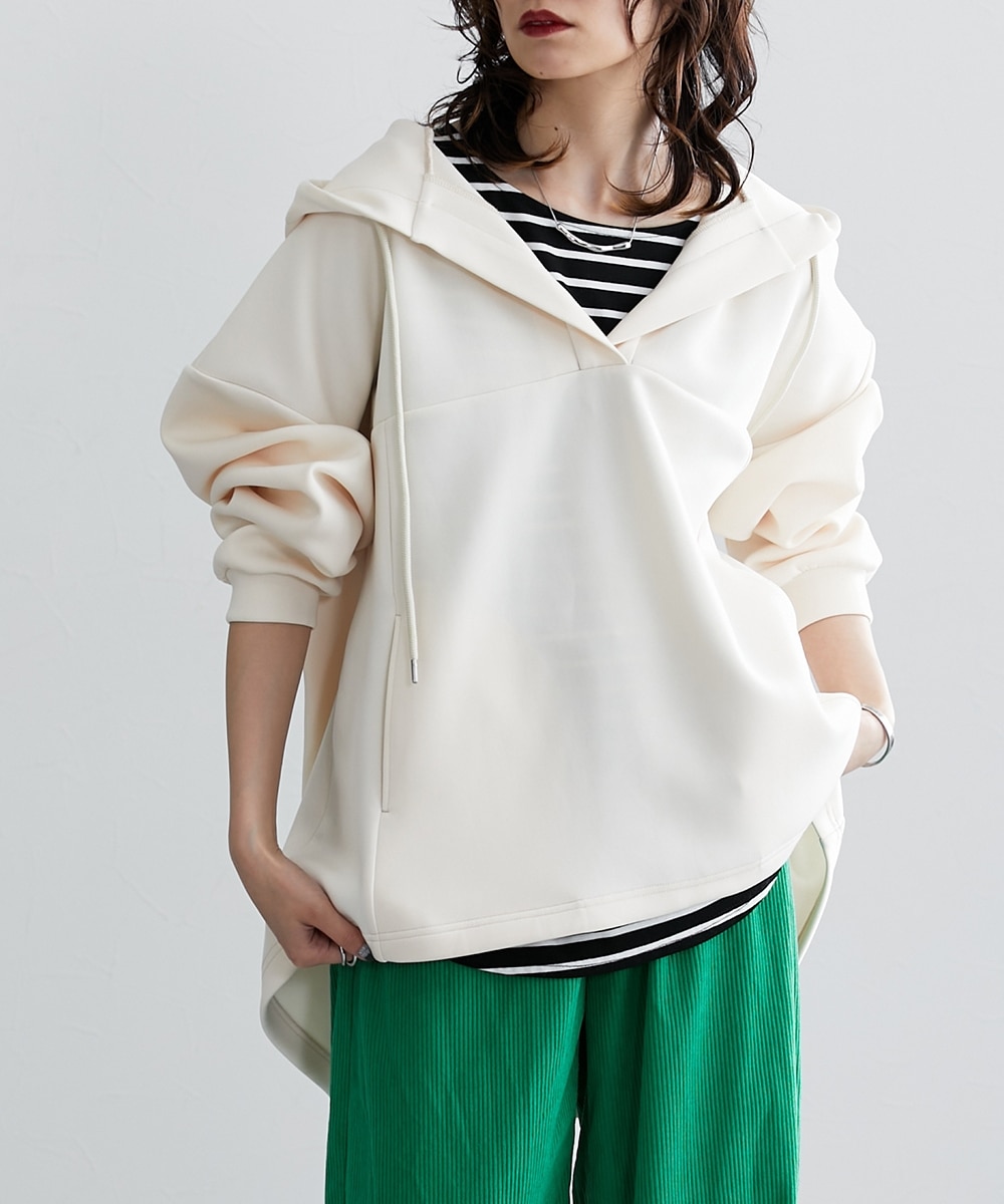 洗える】ダンボールニットフード付きパーカー［Soiunique］ 体型カバー