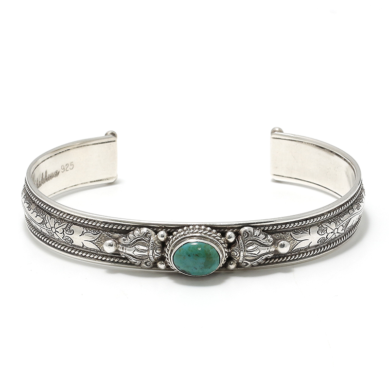 Suman Dhakhwa（スーマンダックワ） Leaf Carving Cuff w/Turquoise