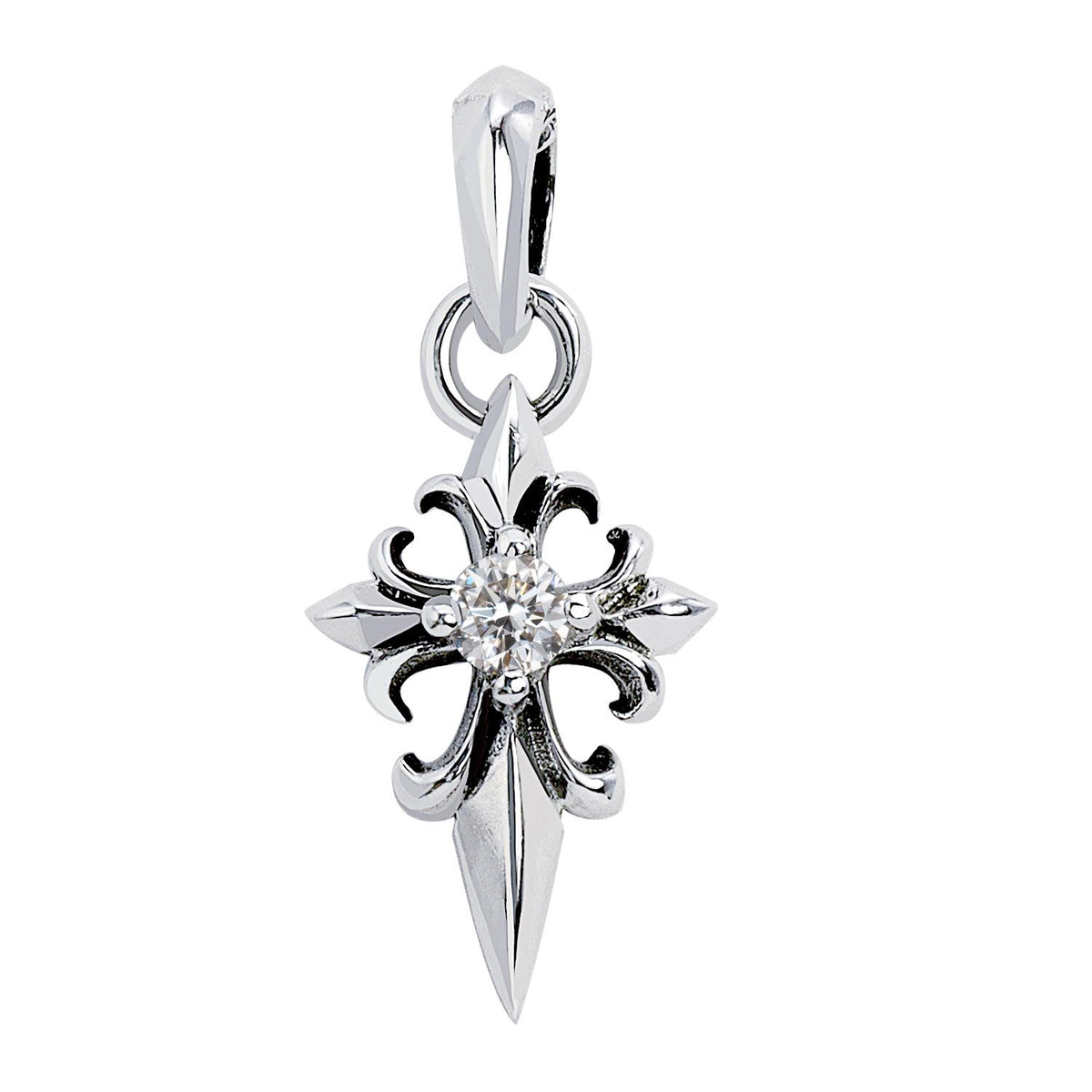 ペンダントトップ ネックレス クロス キュービックジルコニア シルバー925