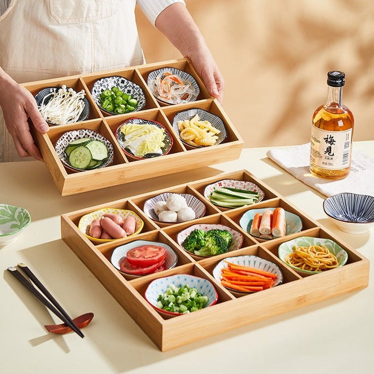 Japanese Appetizer Plates 9 Piece Serving Tray Set | Ceramic