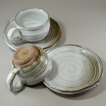 萩焼 極稀模様入りコーヒーカップ 天鵬山作 ペア 萩焼 極稀模様入り